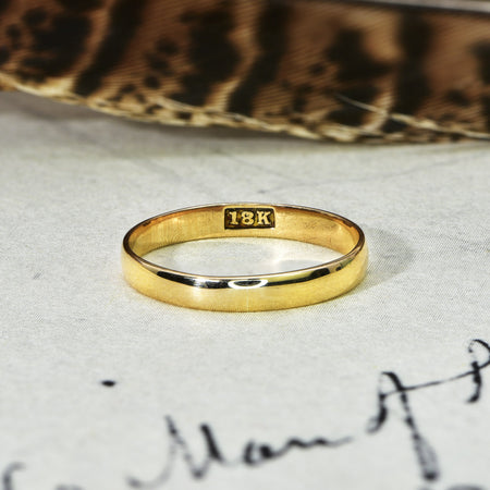 The Vintage Plain 18K Stamped Wedding Ring - Antique Jewellers