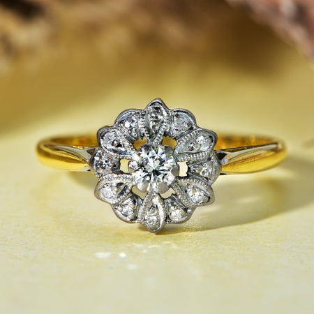 The Vintage Brilliant and Single Cut Diamond Daisy Ring - Antique Jewellers