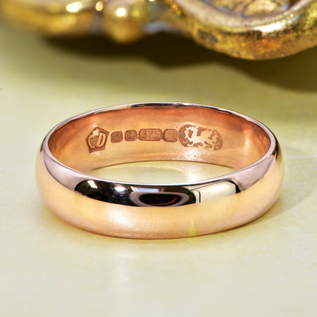 The Vintage 1990 9ct Rose Gold D-Shaped Wedding Ring - Antique Jewellers