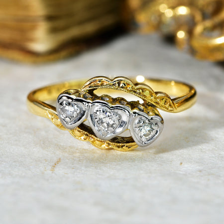 The Vintage Heart Trio Ring - Antique Jewellers