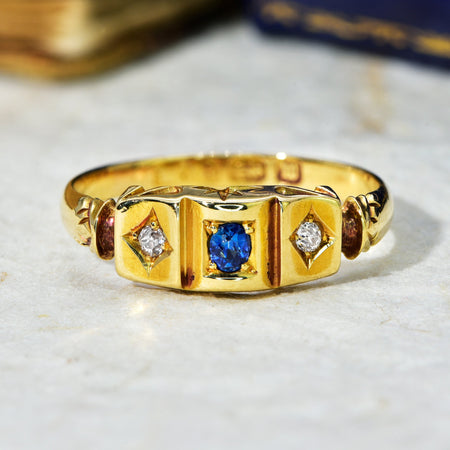 The Antique Victorian 1896 Sapphire & Diamond Ring - Antique Jewellers