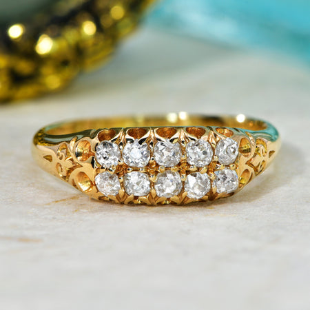 The Antique Victorian 1889 Ten Old Mine Cut Diamond Ring - Antique Jewellers
