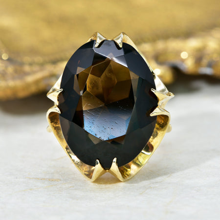 The Vintage 1971 Dark Quartz Elaborate Ring - Antique Jewellers