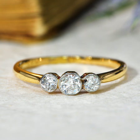 The Antique Old Brilliant Cut Three Diamond Ring - Antique Jewellers