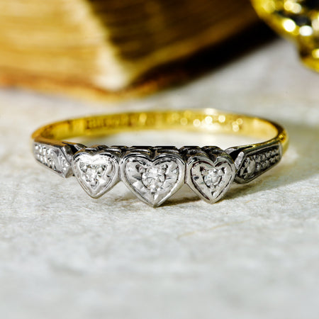 The Vintage Three Hearts Diamond Ring - Antique Jewellers