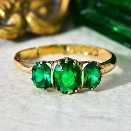 The Antique Edwardian 1905 Green Paste Lucky Ring - Antique Jewellers