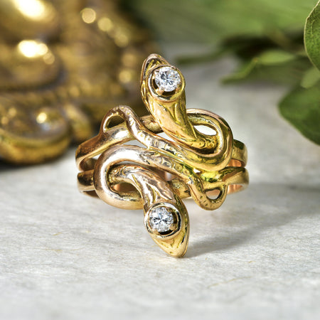 The Vintage Diamond Crowned Snake Ring - Antique Jewellers