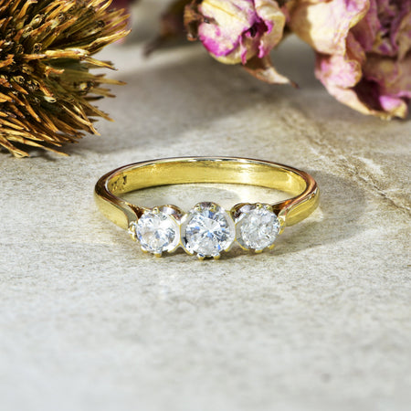 The Vintage Brilliant Cut Three Diamond Millennium Ring - Antique Jewellers