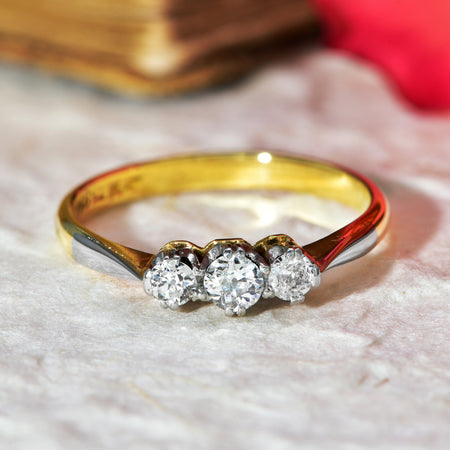 The Vintage Light Shouldered Brilliant Cut Diamond Trio Ring - Antique Jewellers