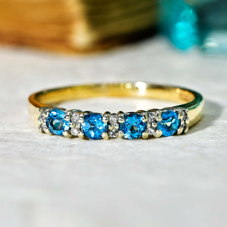 The Vintage 1989 Aquamarine and Diamond Ring - Antique Jewellers