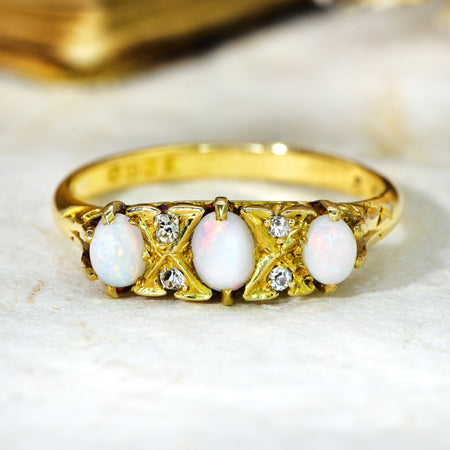 The Antique Art Deco 1920s Opal and Diamond Ring - Antique Jewellers