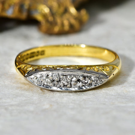 The Vintage 1975 Single Cut Diamond Boat Ring - Antique Jewellers