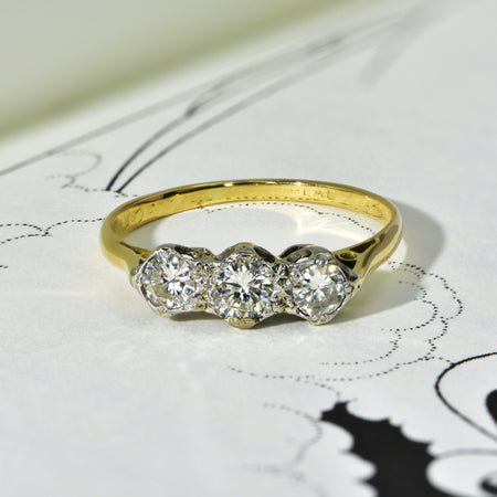 The Vintage Three Illusion Set Diamond Ring - Antique Jewellers