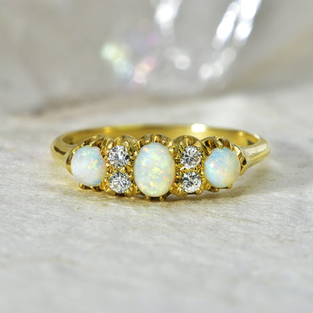 The Antique Early 20th Century Opal and Diamond Ring - Antique Jewellers