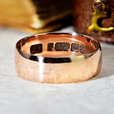 The Antique Edwardian 1906 9ct Rose Gold Wedding Ring - Antique Jewellers