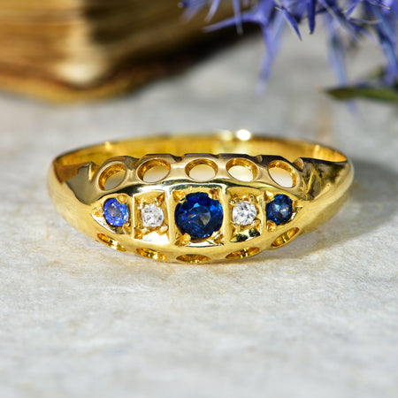 The Vintage Sapphire and Eight Cut Diamond Ring - Antique Jewellers