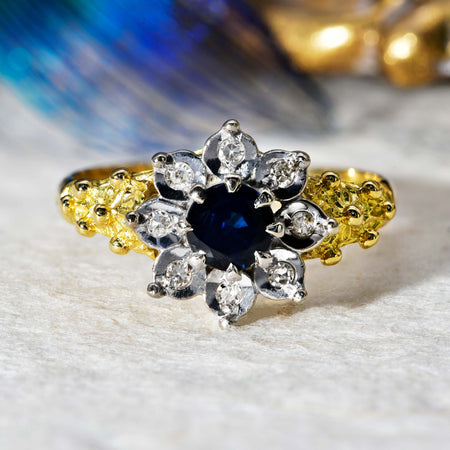 The Vintage 1972 Sapphire and Diamond Blossom Ring - Antique Jewellers