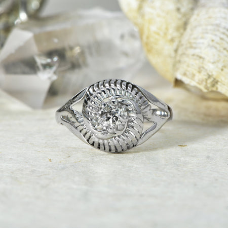 The Vintage Ornate Shell Diamond Ring - Antique Jewellers