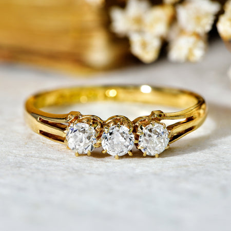 The Antique 1911 Old Cut Three Diamond Ring - Antique Jewellers