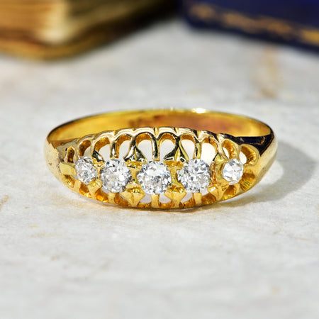 The Antique Edwardian Five Diamond Claw Set Ring - Antique Jewellers