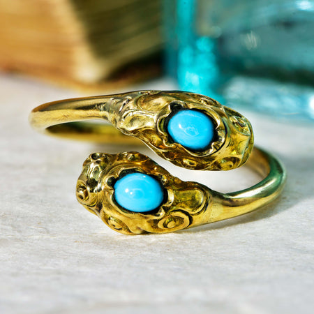 The Antique Victorian Turquoise Snake Ring - Antique Jewellers