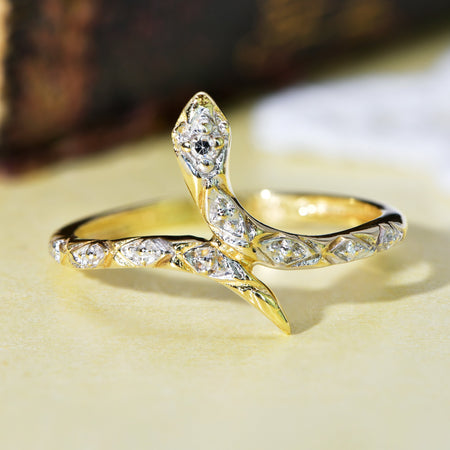 The Vintage Single Cut Diamond Snake Ring - Antique Jewellers