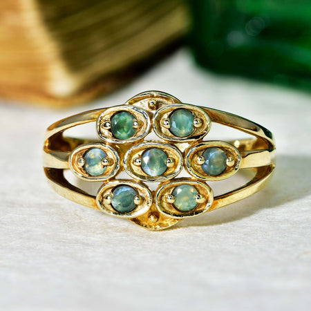 The Vintage Aventurine Gemstone Flower Power Ring - Antique Jewellers