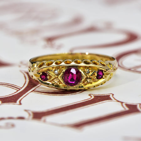 The Antique 1911 Ruby and Rose Cut Diamond Ring - Antique Jewellers