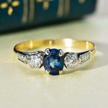 The Vintage Brilliant Cut Diamond and Sapphire Ring - Antique Jewellers