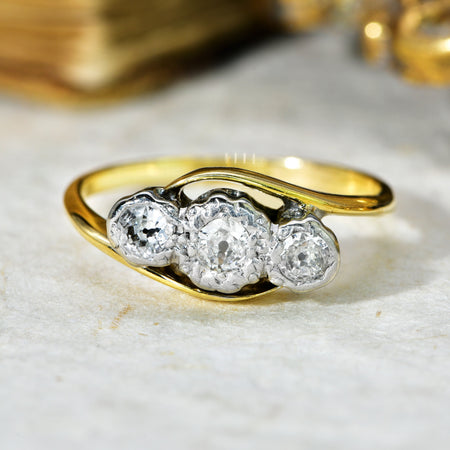 The Vintage Trio Old European Illusion Set Diamond Ring - Antique Jewellers