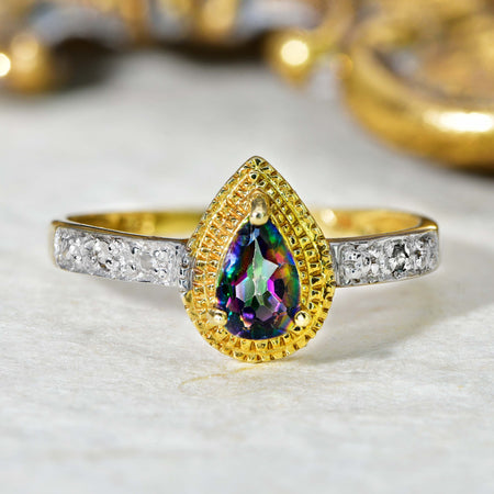 The Contemporary Mystic Topaz and Diamond Teardrop Ring - Antique Jewellers