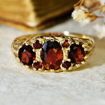 The Vintage 1984 Seven Garnet Ring - Antique Jewellers