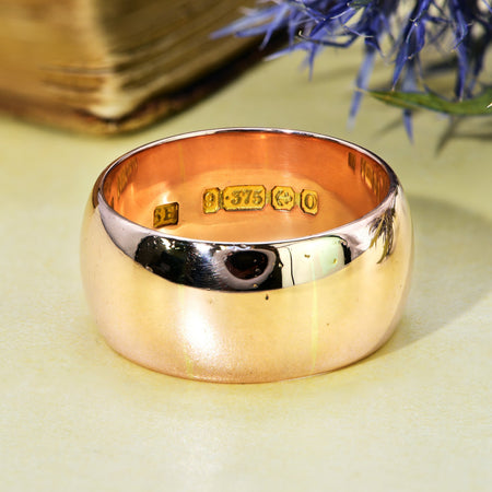 The Antique 1913 9ct Rose Gold D-Shaped Wedding Ring - Antique Jewellers