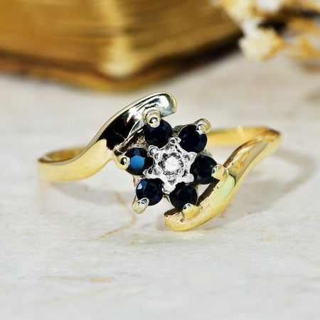 The Vintage Sapphire and Eight Cut Diamond Flower Ring - Antique Jewellers