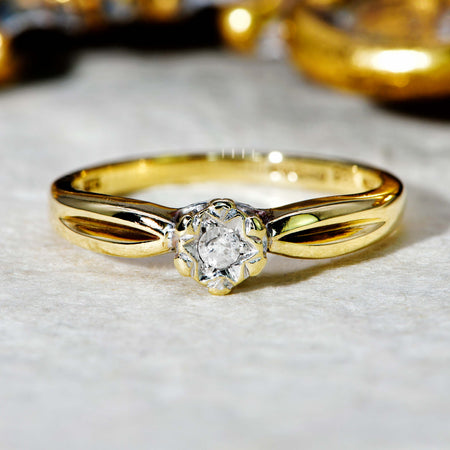 The Vintage Solitaire Diamond Starburst Ring - Antique Jewellers