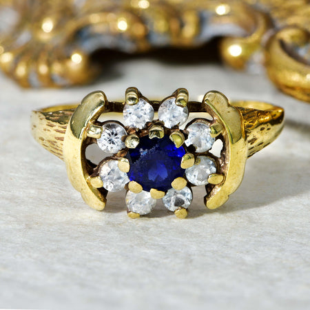 The Vintage Blue and Clear Paste Ring - Antique Jewellers