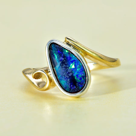 The Black Opal Flat Topped Ring - Antique Jewellers