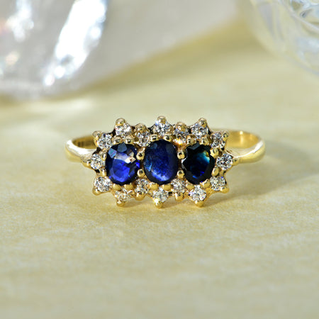 The Vintage 1995 Sapphire and Brilliant Cut Diamond Ring - Antique Jewellers