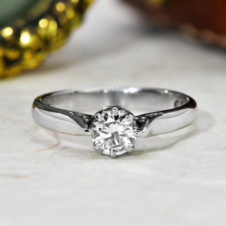 The Vintage Millennium Platinum Brilliant Cut Solitaire Diamond Ring - Antique Jewellers