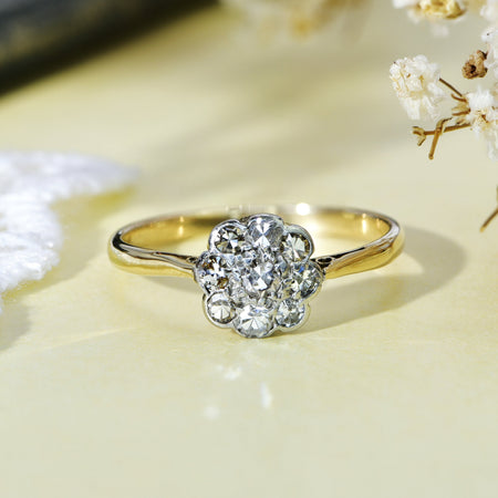 The Vintage Single Cut Diamond Flower Head Ring - Antique Jewellers