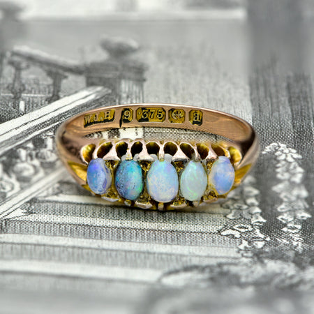 [DO NOT LIST] The Antique Victorian 1900 Five Opal Ring - Antique Jewellers