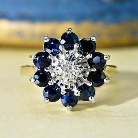 The Vintage 1980 Sapphire and Single Cut Diamond Ring - Antique Jewellers