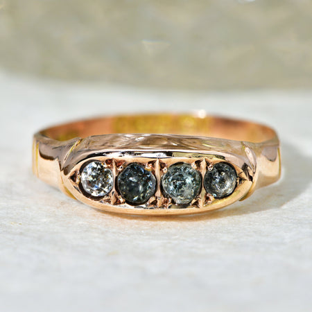 The Antique Victorian 1900 Rose Gold Old Cut White Stone Ring - Antique Jewellers