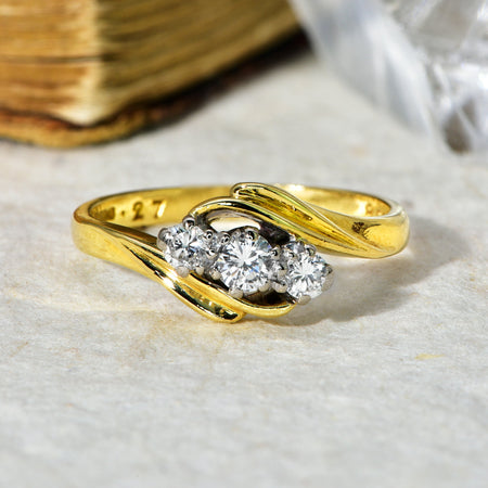 The Contemporary 18ct Gold Three Diamond Swirl Ring - Antique Jewellers