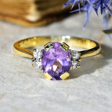 The Vintage 1990 Amethyst and Cubic Zirconia Ring - Antique Jewellers