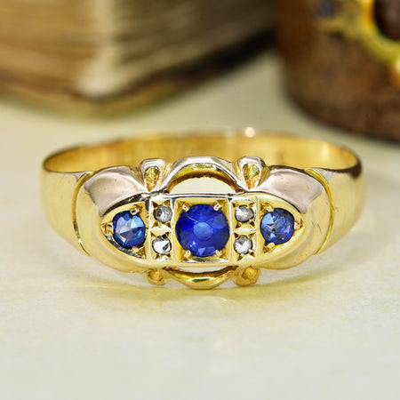 The Antique Victorian 1874 Sapphire and Diamond Ring - Antique Jewellers