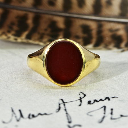 The Vintage 1925 Art Deco Era Carnelian Signet Ring - Antique Jewellers