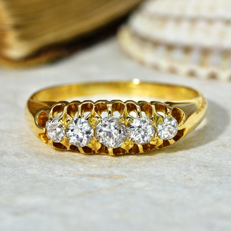 The Antique 1912 Five Diamond Gold Ring - Antique Jewellers