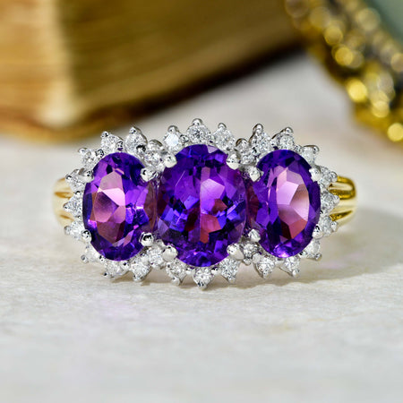 The Vintage 1998 Amethyst and Diamond Ring - Antique Jewellers