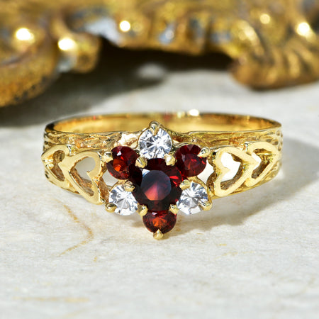 The Vintage 1977 Garnet Heart Ring - Antique Jewellers